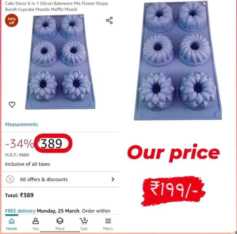 Flower Silicone Mould Mix(6 Cavity)