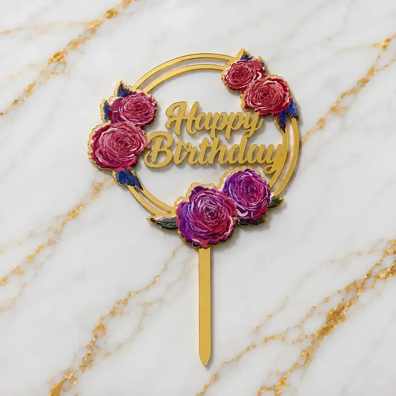 Happy Birthday Flower Topper