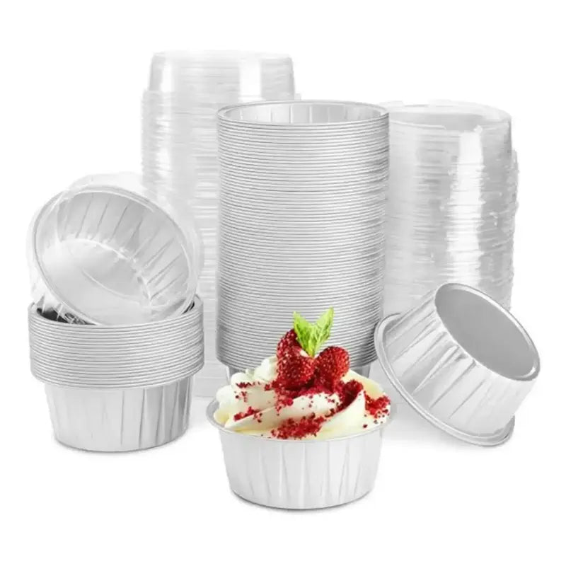 Aluminium Bake & Serve Foil Cup With Lid(5pcs pack)