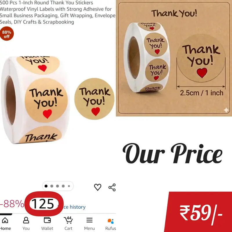 Thank you Sticker(500 Count)