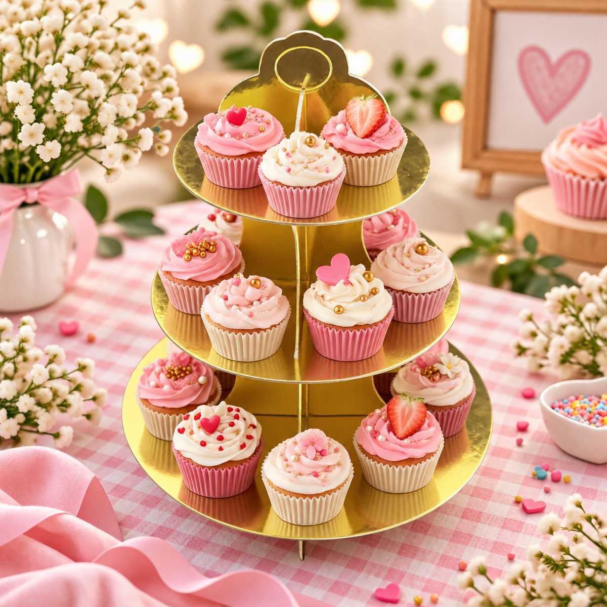 Premium Gold 3 Tier Cupcake Stand