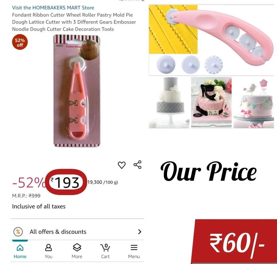 Fondant 4 Wheel Strip Roller