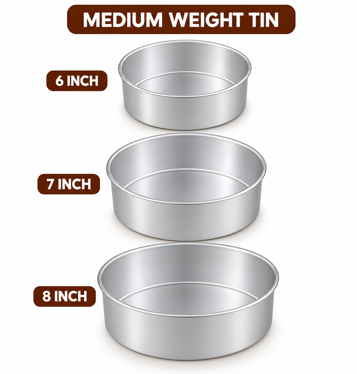 Medium Weight Aluminium Tin(6,7,8inch)Set