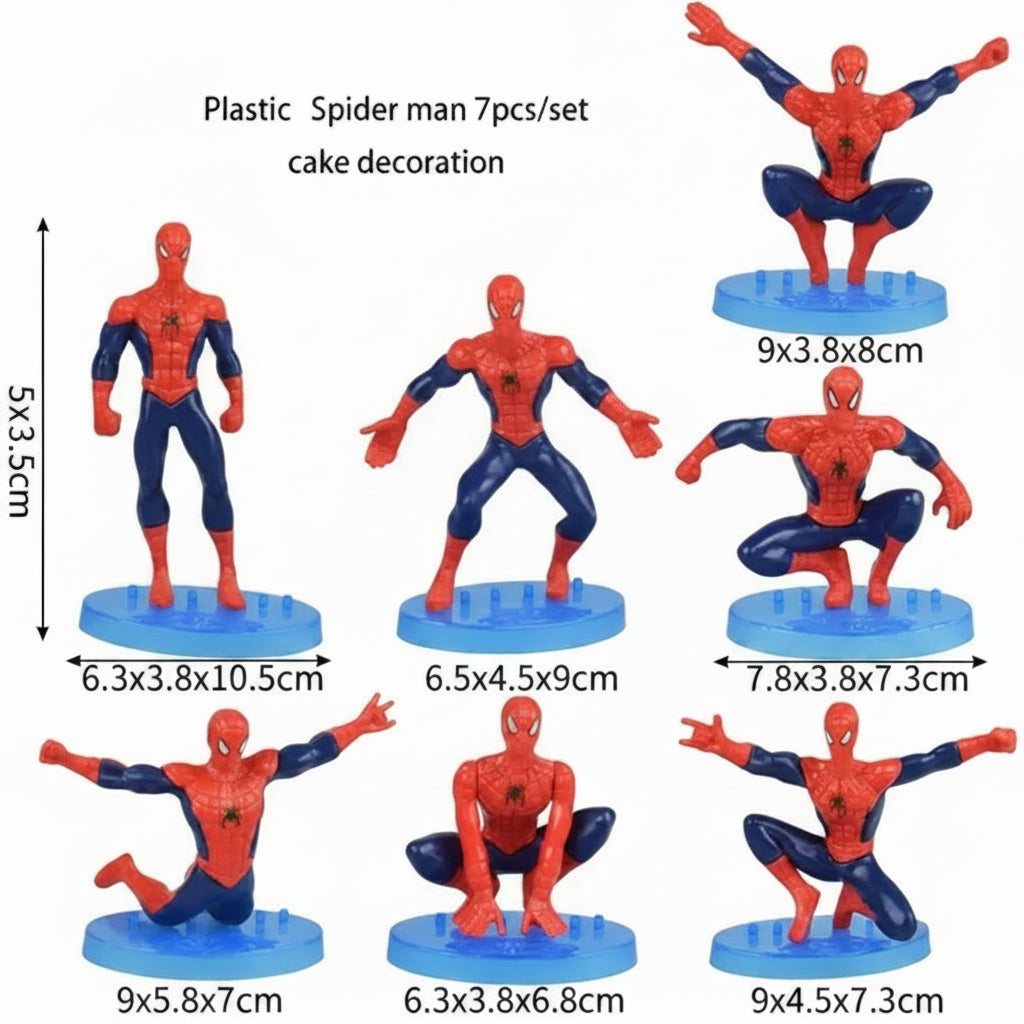 Spiderman Cake Topper Toy Set – 7 Pcs
