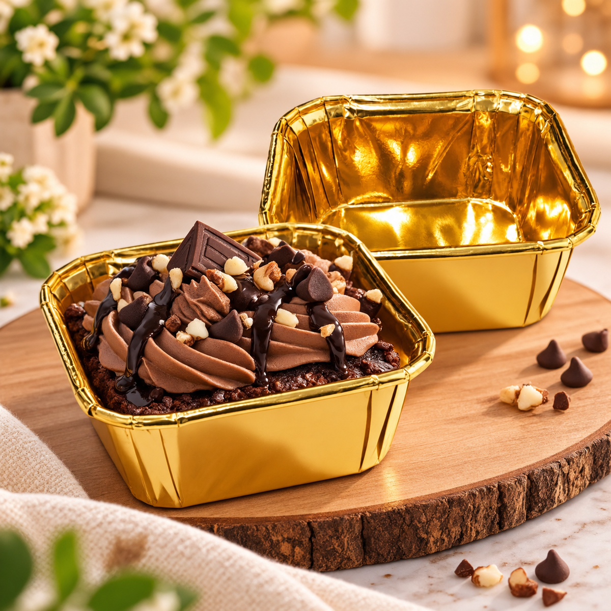 Square Gold Cupcake linear Without Lid