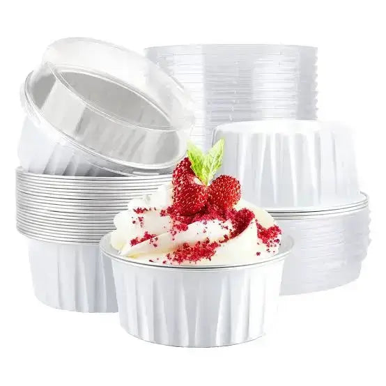 Aluminium Bake & Serve Foil Cup With Lid(5pcs pack)