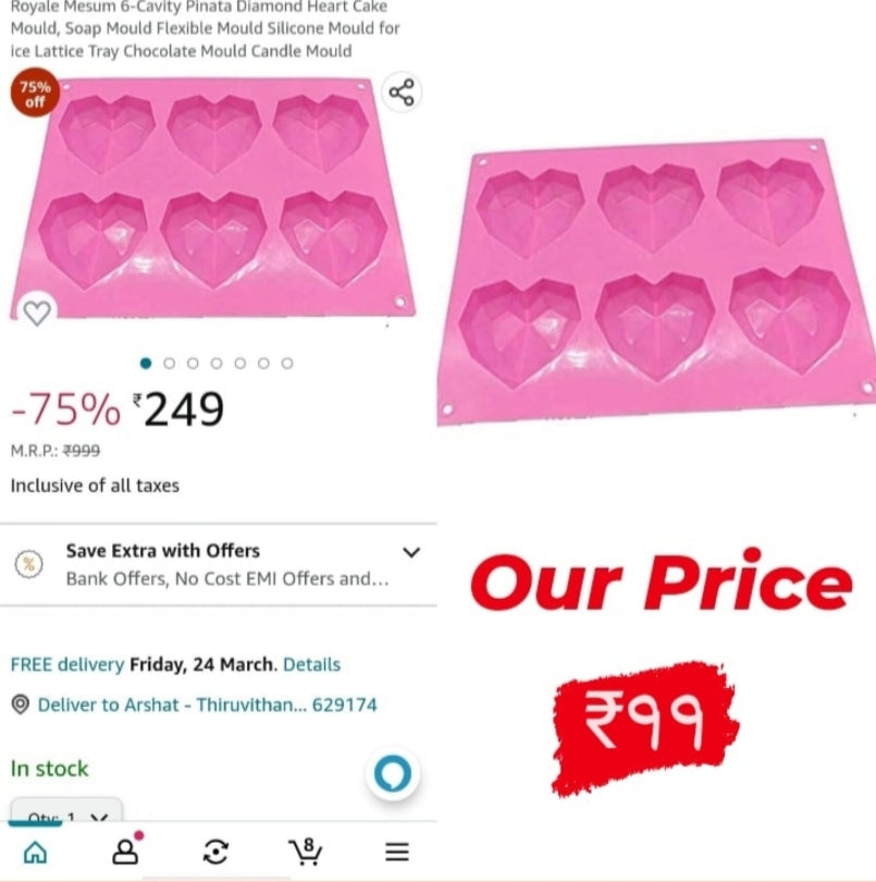 Heart Pinata Silicone Mould (6 Cavity)