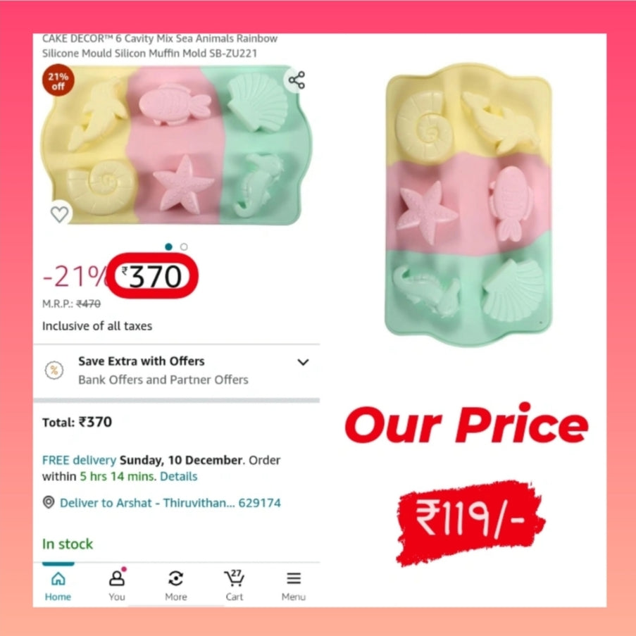 Sea Life 6 in 1 Silicone Mould