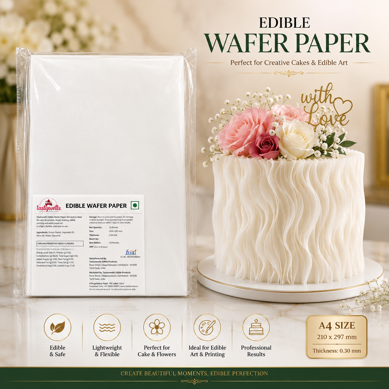 Premium Edible Wafer Paper (A4) | MOQ – 10 Sheets