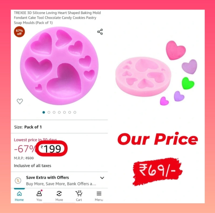 Heart Shape 3D Silicone Mould