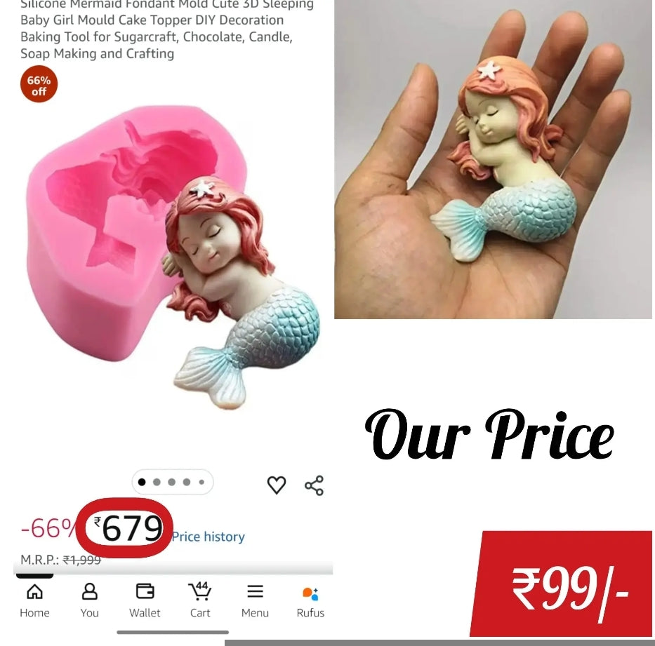 Baby Girl Mermaid Silicone Mould